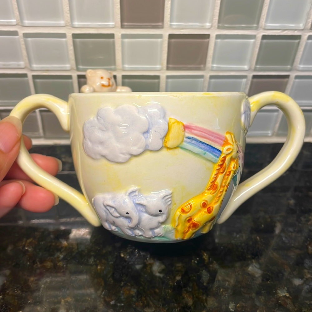 Russ Berrie Baby Ceramic Cup W 2 handles